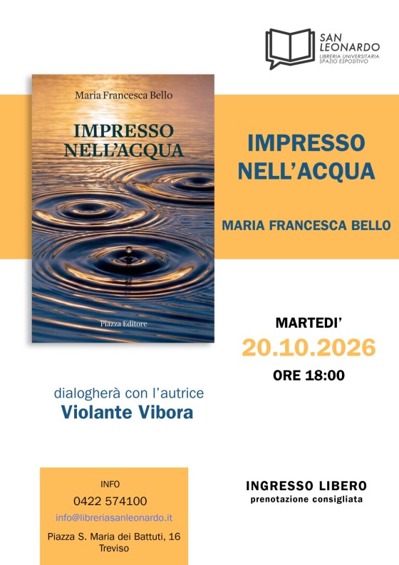 Presentazione di &laquo;IMPRESSO NELL&rsquo;ACQUA&raquo; di Maria Francesca Bello