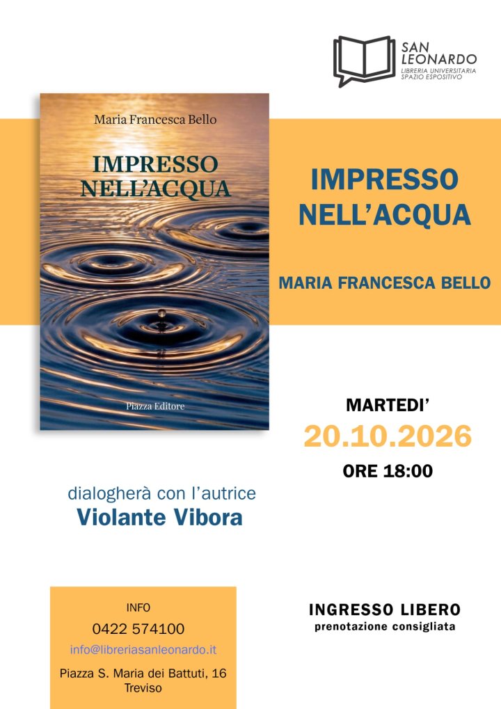 Presentazione di &laquo;IMPRESSO NELL&rsquo;ACQUA&raquo; di Maria Francesca Bello